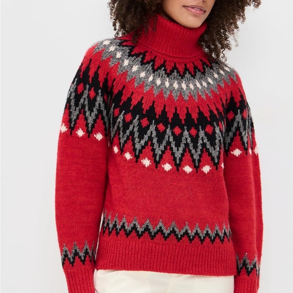 Ralph Lauren fair isle Red and Black Patterned Turtleneck Sweater XS - Picture 3 of 5